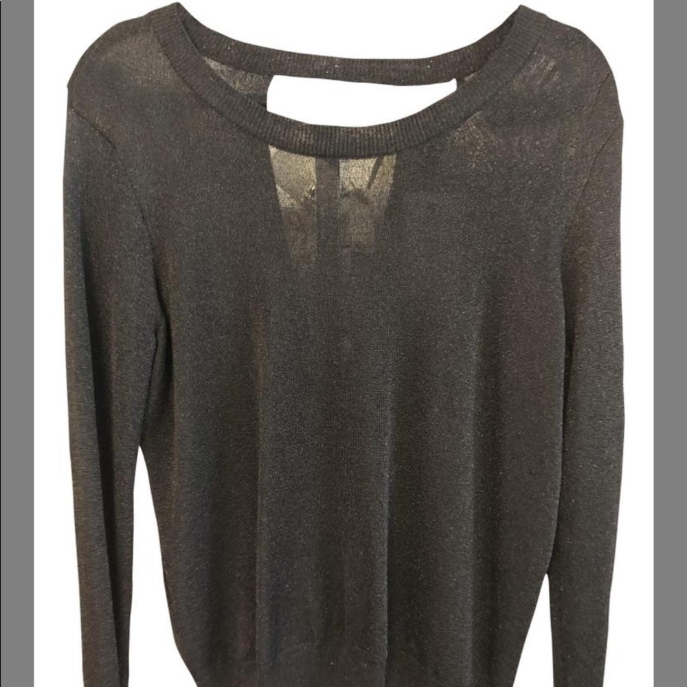 Parker Long Sleeve Open Shimmer Black Sweater